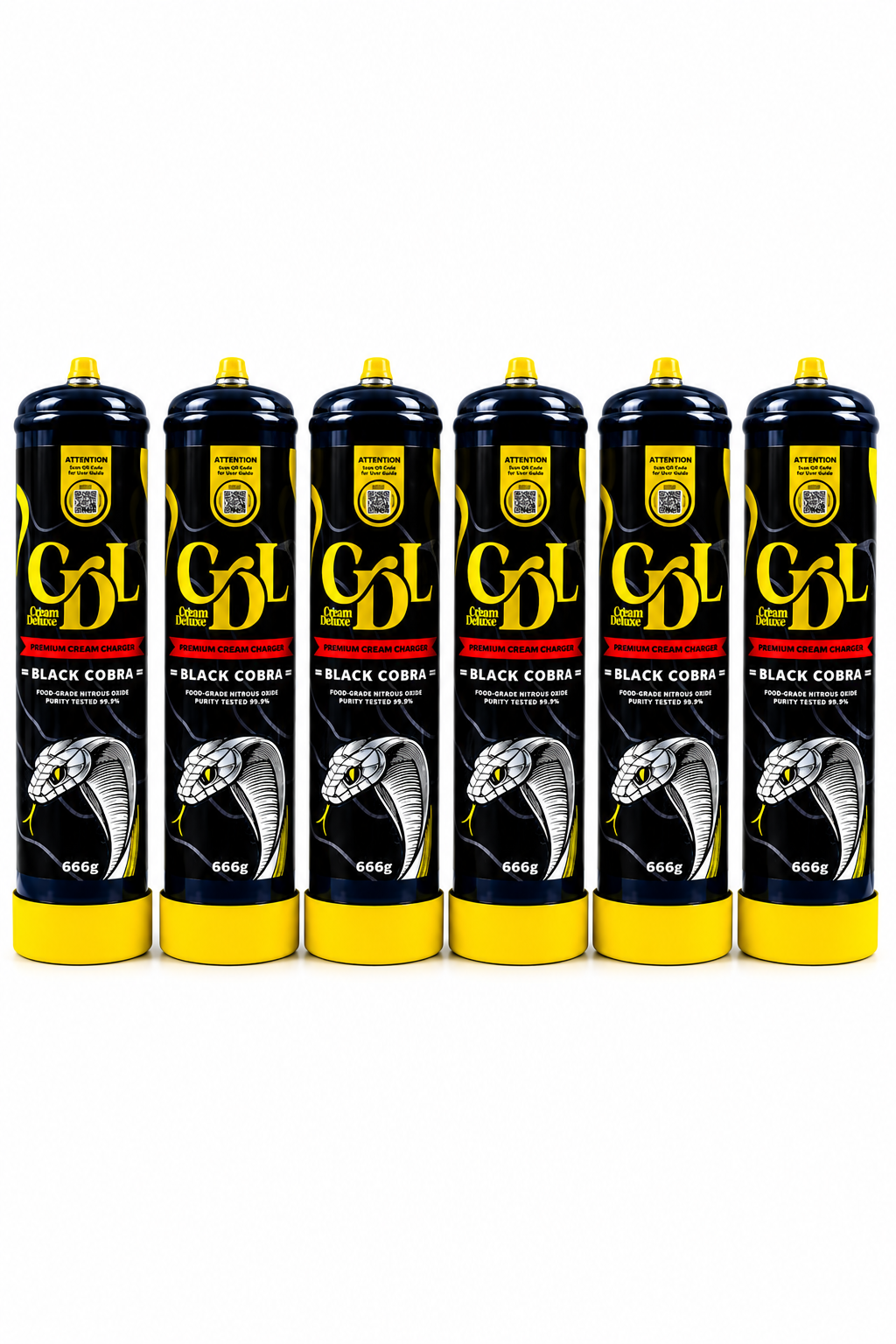 Cream Deluxe Black Cobra Edition 666g N20 Cream Charger - 6 Can